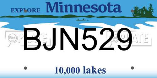 BJN529 Minnesota License Plate