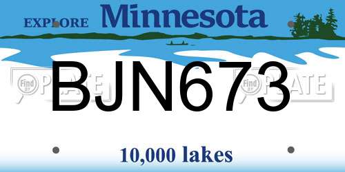 BJN673 Minnesota License Plate