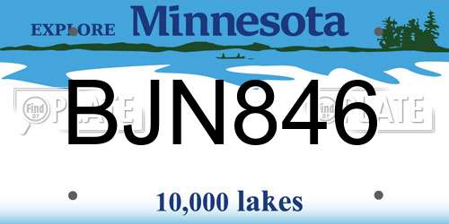 BJN846 Minnesota License Plate