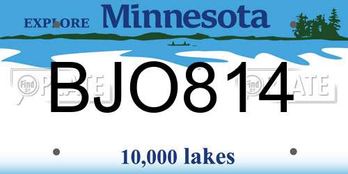 BJO814 Minnesota License Plate