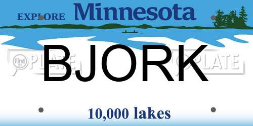 BJORK Minnesota License Plate