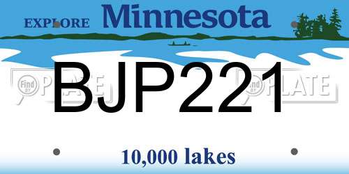 BJP221 Minnesota License Plate