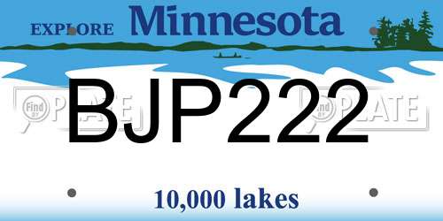 BJP222 Minnesota License Plate