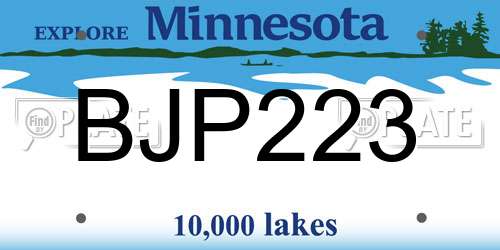 BJP223 Minnesota License Plate