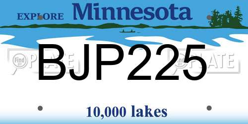 BJP225 Minnesota License Plate