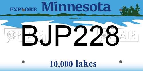 BJP228 Minnesota License Plate