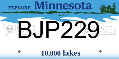 BJP229 Minnesota License Plate