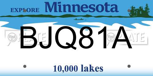 BJQ81A Minnesota License Plate