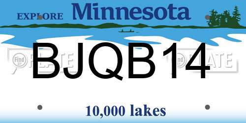 BJQB14 Minnesota License Plate