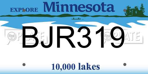 BJR319 Minnesota License Plate