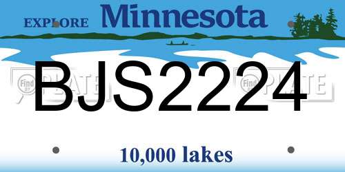 BJS2224 Minnesota License Plate