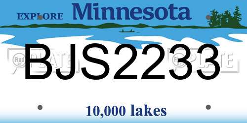 BJS2233 Minnesota License Plate