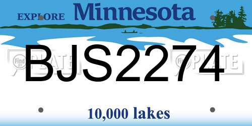 BJS2274 Minnesota License Plate