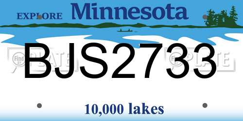 BJS2733 Minnesota License Plate