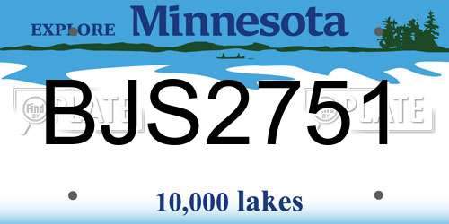 BJS2751 Minnesota License Plate
