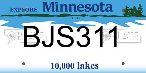BJS311 Minnesota License Plate