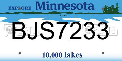BJS7233 Minnesota License Plate