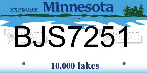 BJS7251 Minnesota License Plate