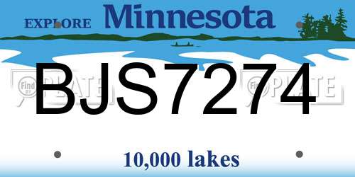 BJS7274 Minnesota License Plate