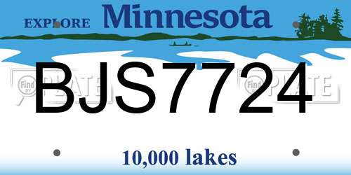 BJS7724 Minnesota License Plate