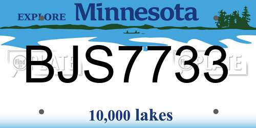 BJS7733 Minnesota License Plate