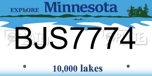 BJS7774 Minnesota License Plate