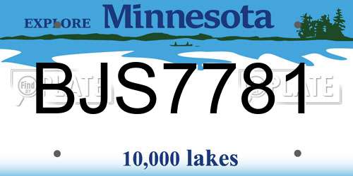BJS7781 Minnesota License Plate