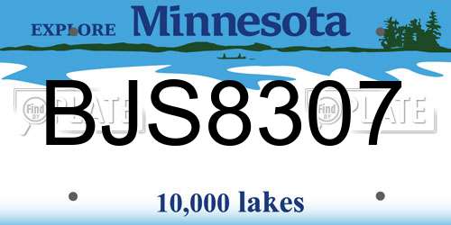 BJS8307 Minnesota License Plate