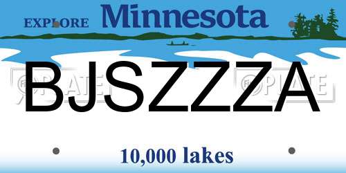 BJSZZZA Minnesota License Plate
