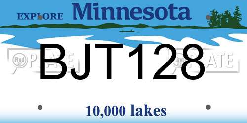 BJT128 Minnesota License Plate