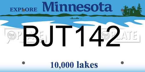 BJT142 Minnesota License Plate