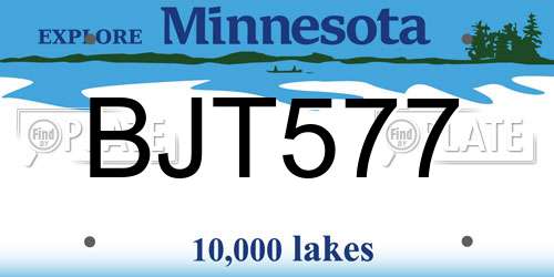 BJT577 Minnesota License Plate
