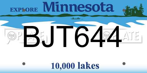 BJT644 Minnesota License Plate