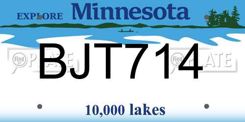 BJT714 Minnesota License Plate