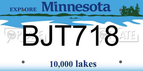 BJT718 Minnesota License Plate