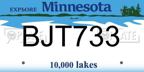 BJT733 Minnesota License Plate