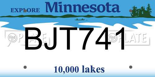 BJT741 Minnesota License Plate