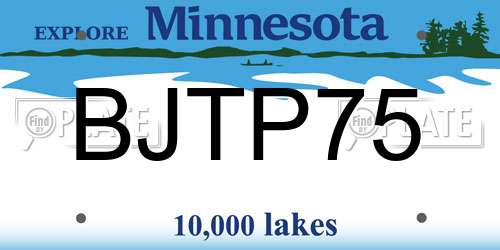 BJTP75 Minnesota License Plate