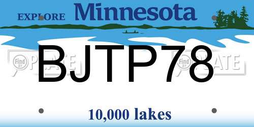 BJTP78 Minnesota License Plate