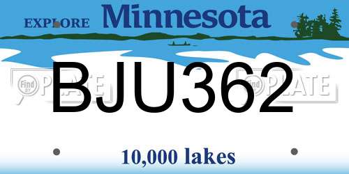 BJU362 Minnesota License Plate