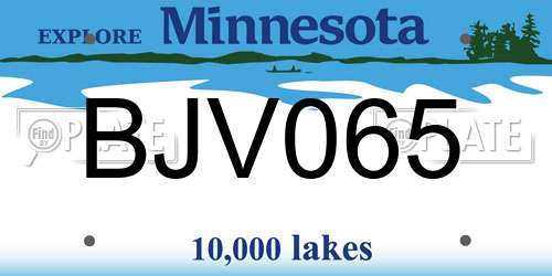 BJV065 Minnesota License Plate