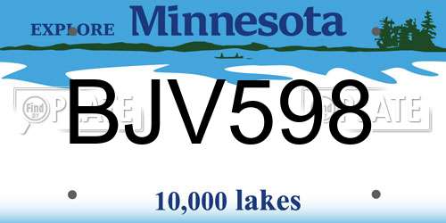BJV598 Minnesota License Plate