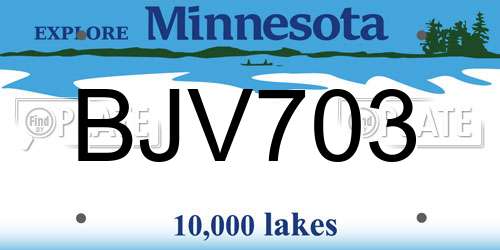 BJV703 Minnesota License Plate