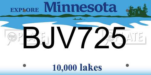 BJV725 Minnesota License Plate