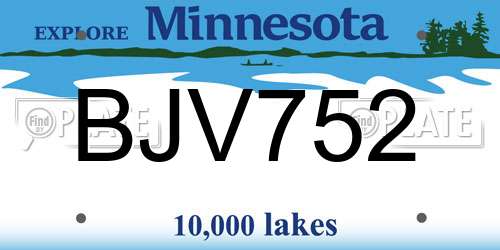BJV752 Minnesota License Plate