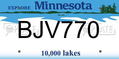 BJV770 Minnesota License Plate
