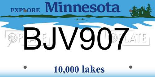 BJV907 Minnesota License Plate