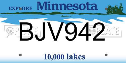 BJV942 Minnesota License Plate