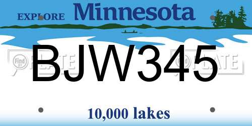 BJW345 Minnesota License Plate
