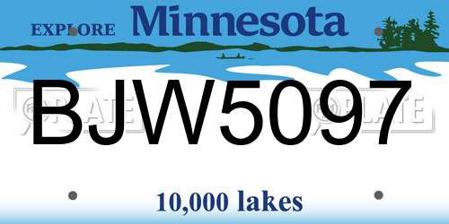 BJW5097 Minnesota License Plate